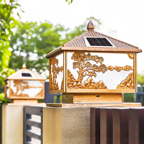 Solar Column Head Lamp Wall Lamp Super Bright Waterproof Outdoor Door Column Lamp Villa Courtyard Wall Head Lamp Home Pillar Lamp