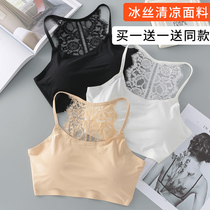 Net red pop beauty back inside anti-light hairy chest sling vest women wrap chest style gathering base shirt ice silk underwear