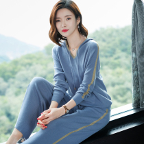 High-end Brands Sports Suit Women Spring Autumn Casual Ocean Gas Trendy Wool Knit Suit Designer Sportswear Suit