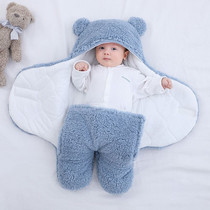 Autumn and winter newborn baby lamb hair thickened bag newborn baby anti-shock kick-off sleeping bag cuddled bear