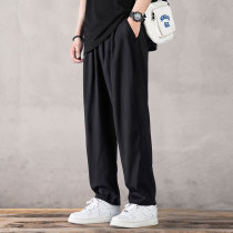 Summer straight pants Ice silk thin hanging suit pants Ultra-thin trend loose wide leg drop sense sports casual pants