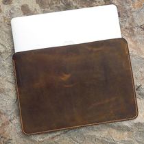 Computer Case Liner Bag Dark Brown for Macbook Handmade Leather Crazy Horse Leather MACX05S