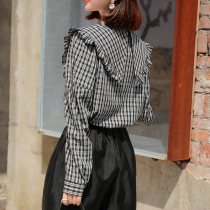 European goods plaid shirt women thin 2021 Spring and Autumn new small baby collar shirt design sense niche top