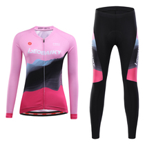 LB winter riding clothes womens suit mountain bike bicycle clothes trousers fleece riding clothes autumn and winter clothes thickened