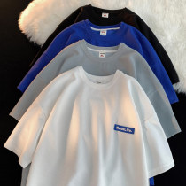 American weight lbs Huffg short sleeve T-shirt Chauvereto male summer oversize relaxed Klein blue-ins tide half sleeves