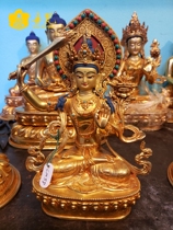 Full gilt silk backlit Manjusri Bodhisattva Buddha statue Manjushu bronze Buddha height 23cm Nepal 7 inch Seiko