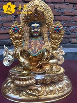 Nepals fully gilded belt backlit yellow god of wealth Buddha statue bronze Buddha high Buddha statue Ancient Tibetan bronze sculpture