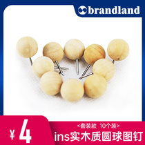 brandland round ball solid wood pushpin 10-pack pressed nail cork board Message board Round creative new product