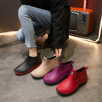 Rain boots womens fashion models wear summer soft-soled fashionable rubber shoes waterproof non-slip water shoes rain boots short tube new water boots
