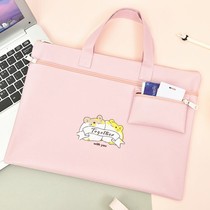 Certificate storage bag portable hipster cute file bag horizontal information bag portable double-layer tutoring canvas bag