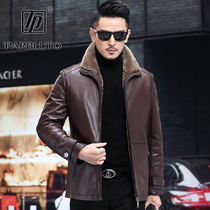 Haining Genuine Leather Jacket Mens Goatskin Thickened Warm Jacket Business Casual Leather Jacket Fur One