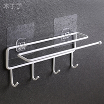 With adhesive hook free punch wall-mounted iron towel bathroom shelf dan shuang gan kitchen cloth suction cup hanger