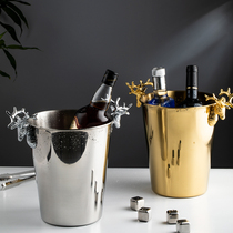 European champagne bucket Creative antler ice bucket Stainless steel bar ice bucket KTV ice grain ice wine bucket Cold beer