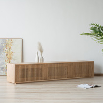Nordic White Oak Minimalist TV Cabinet Day Style Solid Wood Grilles Black Walnut Wood Living Room Ground Cabinet Bedroom Lockers