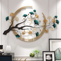 New Chinese living room wall clock light luxury porch aisle wall wall decoration ginkgo biloba art creative three-dimensional decoration pendant