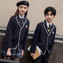 Kindergarten clothing spring and autumn clothing British academic style suit five-piece children's class clothing host uniform for primary school students