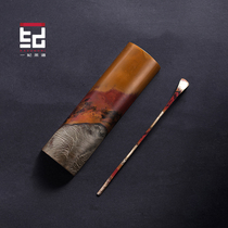 One Ji handmade gilt tea is Zen copper teaspoon teaspoon tea shovel vintage tea plucked kung fu tea set six gentlemen