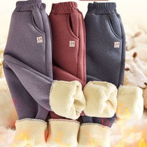 CHILDRENS SPORTS PANTS EXTERNAL WEAR WINTER COTTON PANTS GIRL GUSH PANTS BOY CLOTHES AUTUMN WINTER CLOTHING INTEGRATED SUEDE THICKENED SWEATPANTS