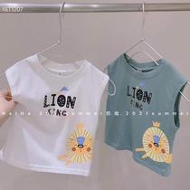 Summer clothes Baby horse clip children children 1 year old 3 foreign style wear trendy thin lion t-shirt boys cotton sleeveless vest T-shirt