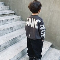 Korean version of the boy one velvet top tide boys thick clothes handsome childrens clothes printed baby plus velvet autumn and winter clothes