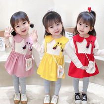 2021 new female baby autumn suit Western style swimsuit girls three-piece spring and autumn 1-3 years old baby clothes
