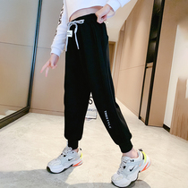Girls sports pants plus velvet winter clothing 2021 new foreign style winter big childrens leg pants childrens thick pants tide
