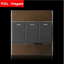 TCL Legrand switch socket A8 series three-open single control with fluorescent switch (bronze) 