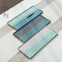 Tea tray household ceramic dry bubble small tea table rectangular kung fu tea set tray simple tea tray for one person