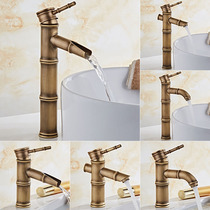All copper antique faucet bamboo festival retro hot and cold European style basin basin wash basin art wash basin single cold