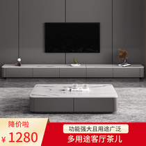 Marble minimalist modern rock plate tea table TV cabinet Composition small family Living room Home Pole minimalist Tea Table table