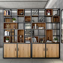 loft American industrial wind floor living room Xuanguan Iron art partition decorated solid wood plate office containing shelf