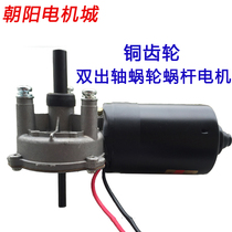 New high power double output shaft DC gear motor 24v70w worm gear motor Coaxial metal gear