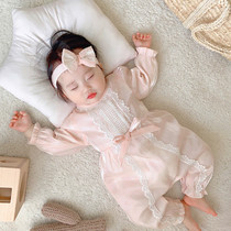 ins newborn baby jumpsuit spring and autumn Net red female baby Summer full moon 100 days banquet princess clothes