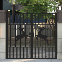 New Chinese style simple iron gate outdoor hollow anti-theft fence door door to open Villa single double open iron door custom