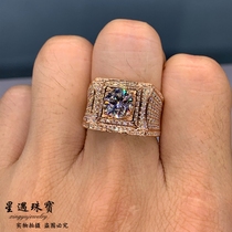 D color Moissan male ring 18K white gold rose gold color gold Luxury Moissan ring Atmospheric Moissan stone ring for men