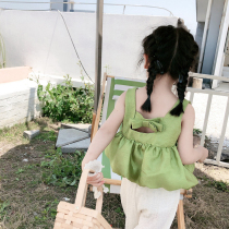 Girls Summer lantern suspender small baby thin Korean version vest bud halter bow top for children