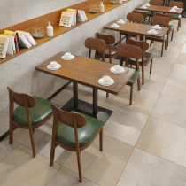 Cafe Milk tea shop Solid wood table and chair combination Western restaurant Fast food noodle restaurant Canteen Hotel Japanese restaurant Dining furniture