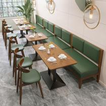 Card seat sofa solid wood against the wall theme restaurant Restaurant Restaurant noodle restaurant milk tea shop cafe table and chair combination