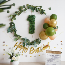 Mori ins baby birthday layout hipster 100 days background wall balloon childrens party scene decoration