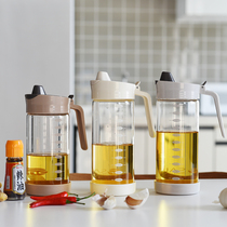 Japan big number kitchen glass oil pot anti oil spill bottle Home soy sauce bottle oil tank Vinegar Pot Large Capacity With Scale
