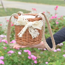 Straw rattan handbasket bag bucket Mini rattan bag summer tour Sydney with ins handbasket