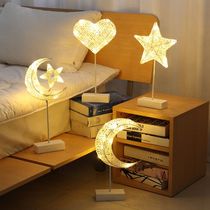 Small lights table lamp decorations room bedroom night lights Christmas home layout Net Red Girl heart romantic stars