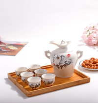 Customized ceramic white yellow spirits warm wine flakers home hot wine pots heated boiled wine jug half a catty