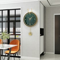 Nordic light luxury deer head wall clock living room home fashion clock radio wave movement creative personality Net red hanging wall clock