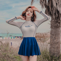 CK QIOM Korea ins one-piece swimsuit female summer conservative student 2021 new small chest cover belly thin sunscreen suit