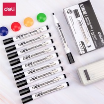 Deli erasable whiteboard pen Teachers water-based black childrens red blackboard stroke board pen Writing pen Easy to erase thick head big head marker pen Erasable special thin head big number
