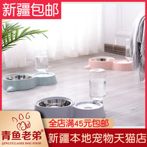 (Xinjiang) Huayuan Double Bowl Feeders Dog Bowls of dogs Cats Bowls of water Puppy Buffy kittens Automatic drinking water