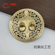 Chinese imitation antique pure copper cabinet door handle cupboard shoe cabinet cabinet wardrobe retro round new Chinese style furniture copper handle