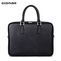 GIONAR mens business briefcase mens leather laptop bag shoulder business cowhide bag simple large capacity