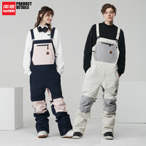 NANDN 20 single board strap ski pants waterproof wear-resistant contrast color ski suit one-piece mens and womens ski equipment